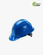 Casque de sécurité bleu pour projet de construction, offrant une protection fiable et confortable sur le chantier.