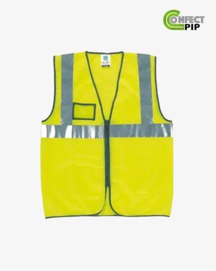 Gilet haute visibilité jaune pour une sécurité accrue sur le chantier. Confortable et résistant.