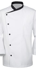 Veste chef cuisine une rangée de pressions Blanches Manches longues