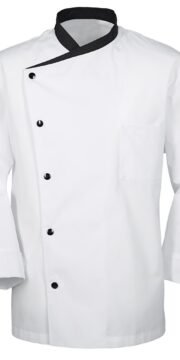 Veste chef cuisine une rangée de pressions Blanches Manches longues