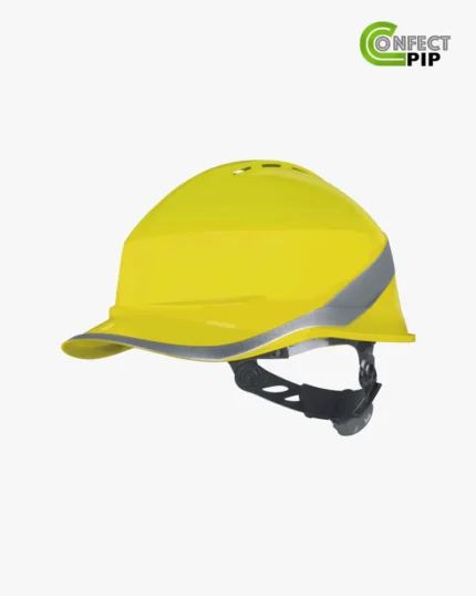 Casque de chantier DELTA PLUS - Casque de sécurité Haute Visibilité avec Bande Réfléchissants, Ventilationi - Casque Jaune